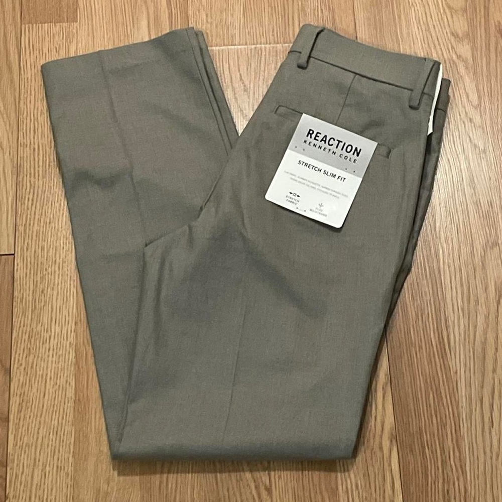 New With Tags Kenneth Cole Stretch Slim Fit Pants 29x30 Oatmeal Beige Preppy